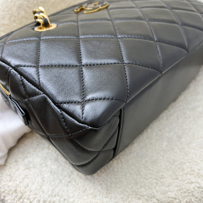 Chanel 24P Camera Shoulder Bag in Black Calfskin and AGHW