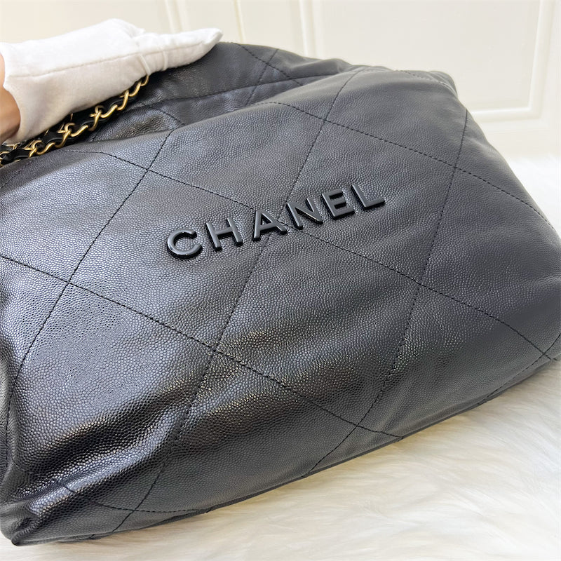 Chanel 22 So Black Small Hobo Bag in 23K Black Caviar and GHW