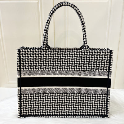 Dior Medium Book Tote in Houndstooth Embroidery Canvas