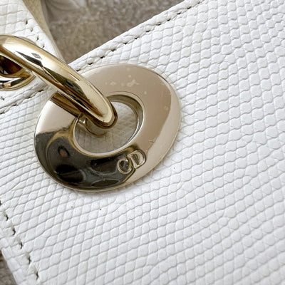 Dior Lady Dior Mini in White / Cream Lizardskin and LGHW