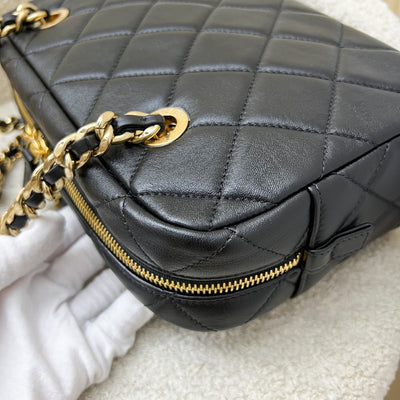 Chanel 24P Camera Shoulder Bag in Black Calfskin and AGHW