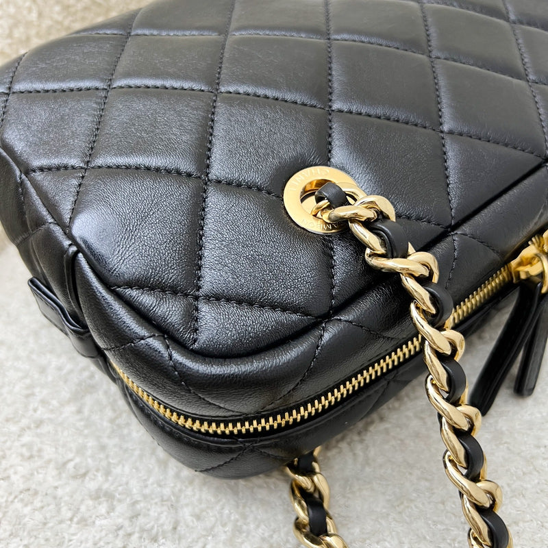 Chanel 24P Camera Shoulder Bag in Black Calfskin and AGHW