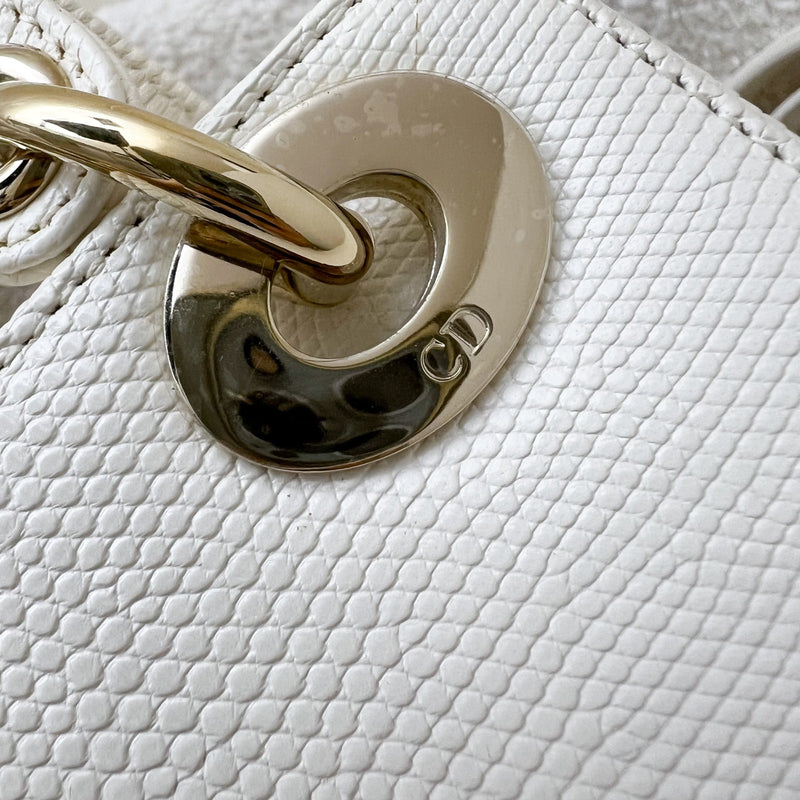 Dior Lady Dior Mini in White / Cream Lizardskin and LGHW