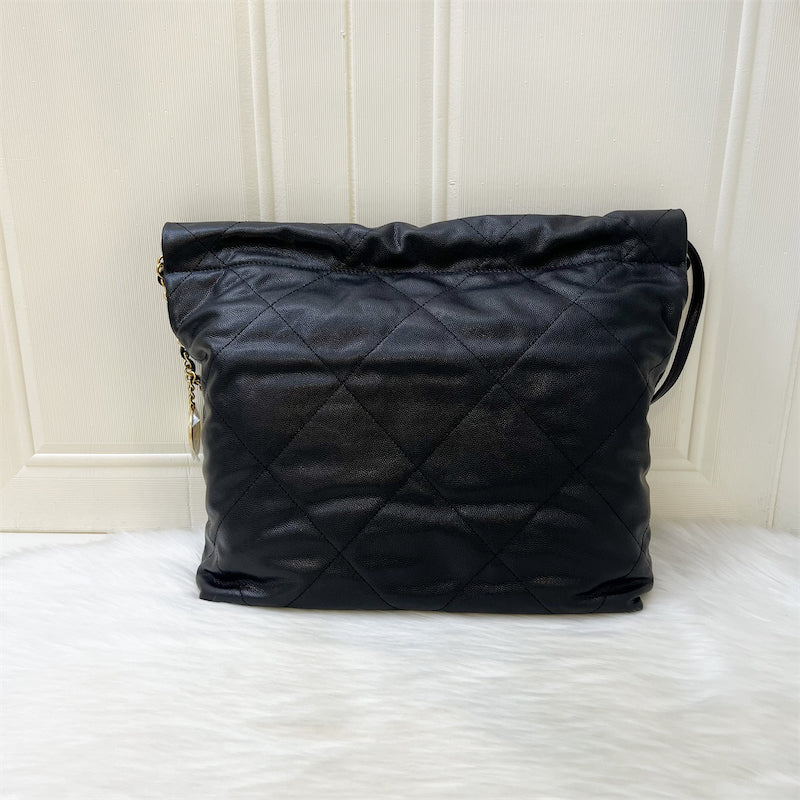 Chanel 22 So Black Small Hobo Bag in 23K Black Caviar and GHW