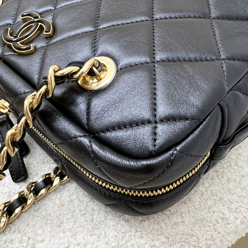 Chanel 24P Camera Shoulder Bag in Black Calfskin and AGHW
