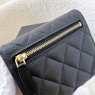 Chanel Classic Trifold Compact Wallet in Black Caviar LGHW