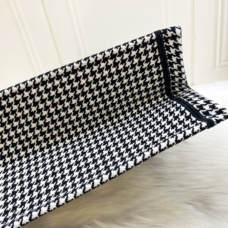 Dior Medium Book Tote in Houndstooth Embroidery Canvas