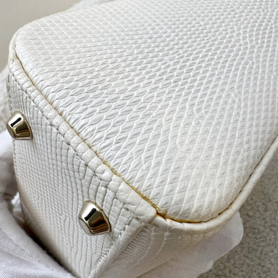 Dior Lady Dior Mini in White / Cream Lizardskin and LGHW