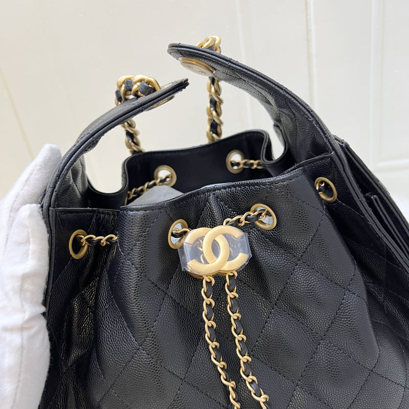 Chanel 25 Small Hobo Bag in Black Caviar and AGHW (Model: AS5293)
