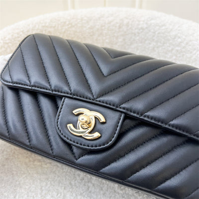 Chanel Classic Mini Rectangle in Chevron Black Lambskin in LGHW