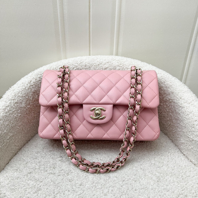 Chanel Small Classic Flap CF in 22C Sakura Pink Caviar LGHW