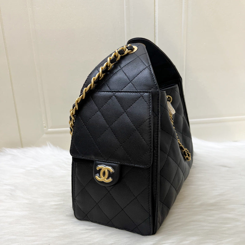 Chanel 25 Small Hobo Bag in Black Caviar and AGHW (Model: AS5293)