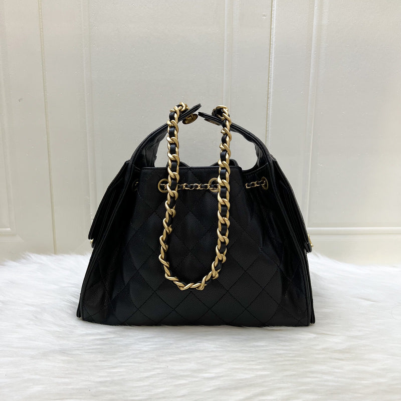 Chanel 25 Small Hobo Bag in Black Caviar and AGHW (Model: AS5293)