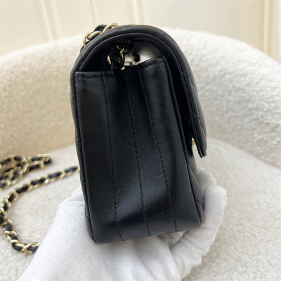 Chanel Classic Mini Rectangle in Chevron Black Lambskin in LGHW