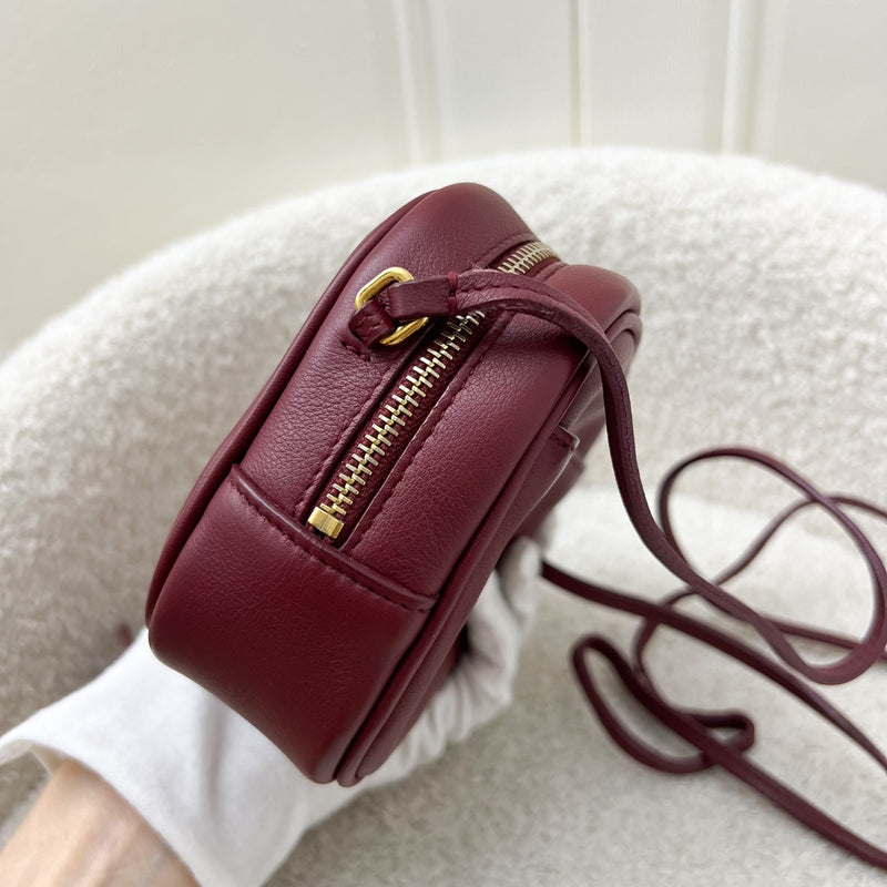 Saint Laurent YSL Mini Camera Bag in Burgundy Smooth Calf Leather and GHW