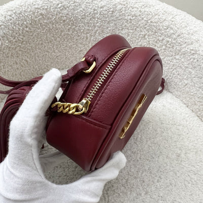 Saint Laurent YSL Mini Camera Bag in Burgundy Smooth Calf Leather and GHW