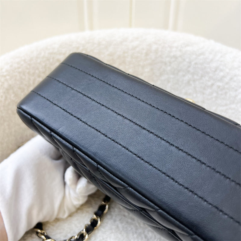 Chanel Classic Mini Rectangle in Chevron Black Lambskin in LGHW