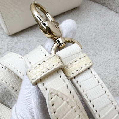 Dior Lady Dior Mini in White / Cream Lizardskin and LGHW