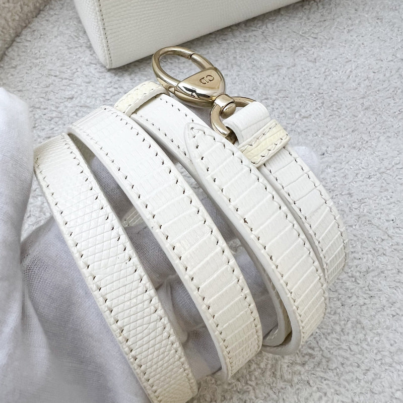 Dior Lady Dior Mini in White / Cream Lizardskin and LGHW