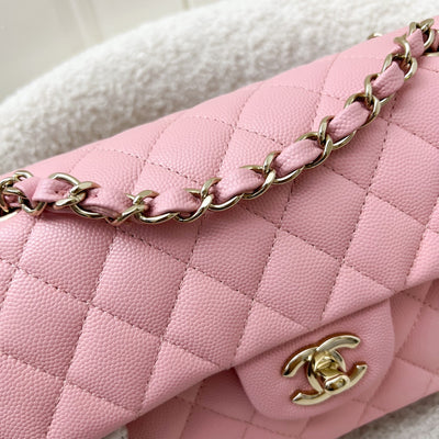 Chanel Small Classic Flap CF in 22C Sakura Pink Caviar LGHW