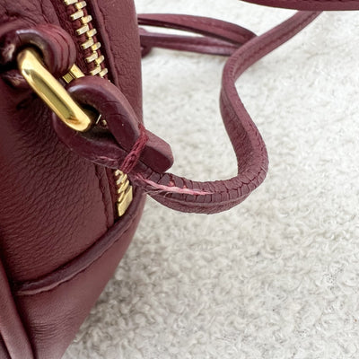 Saint Laurent YSL Mini Camera Bag in Burgundy Smooth Calf Leather and GHW