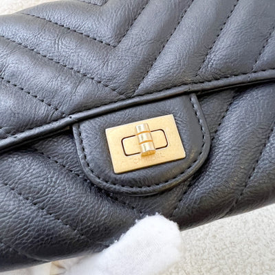 Chanel 2.55 Reissue Medium Wallet in Chevron Distressed Calfskin and AGHW