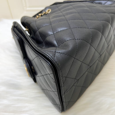 Chanel 25 Small Hobo Bag in Black Caviar and AGHW (Model: AS5293)