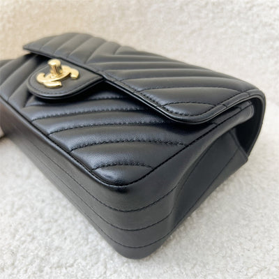 Chanel Classic Mini Rectangle in Chevron Black Lambskin in LGHW