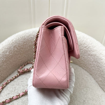 Chanel Small Classic Flap CF in 22C Sakura Pink Caviar LGHW