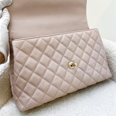 Chanel Medium 29cm Coco Handle Flap in 19P Rosy Beige Caviar GHW
