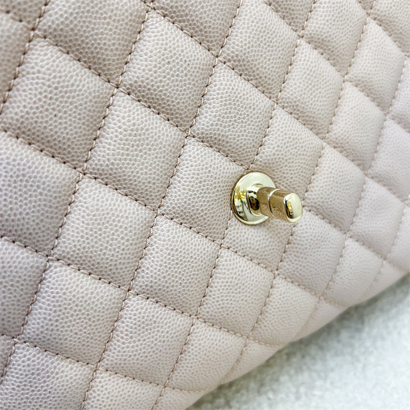 Chanel Medium 29cm Coco Handle Flap in 19P Rosy Beige Caviar GHW