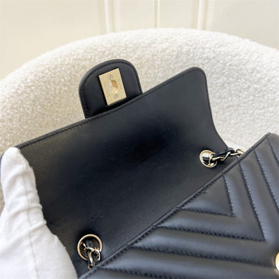 Chanel Classic Mini Rectangle in Chevron Black Lambskin in LGHW