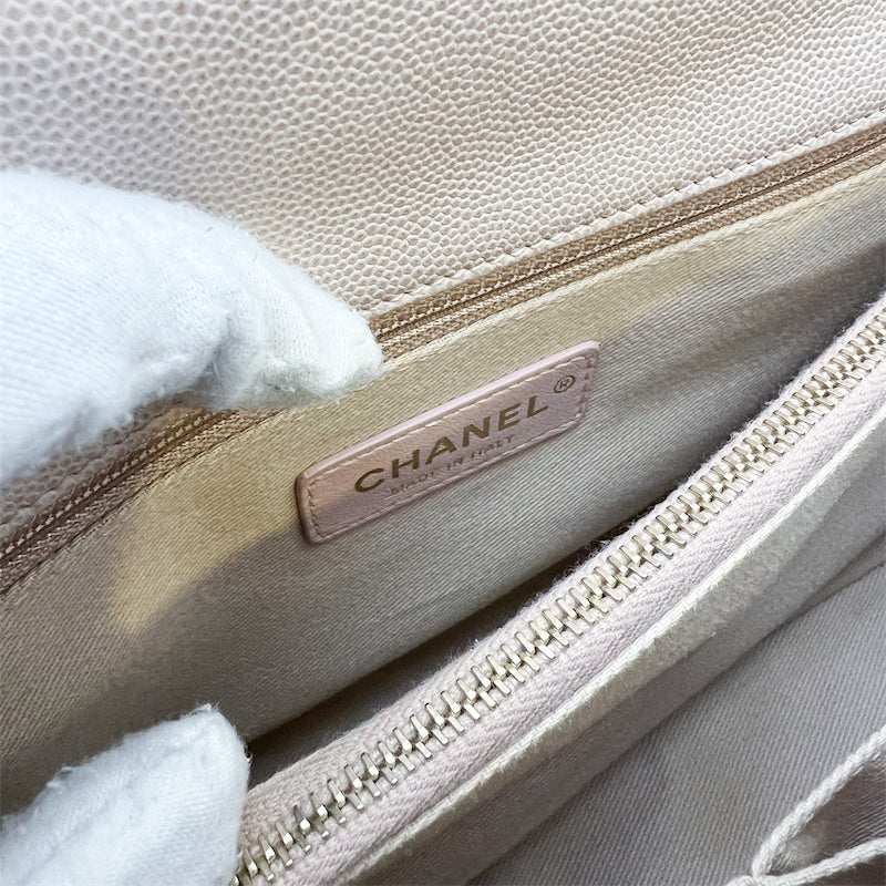 Chanel Medium 29cm Coco Handle Flap in 19P Rosy Beige Caviar GHW