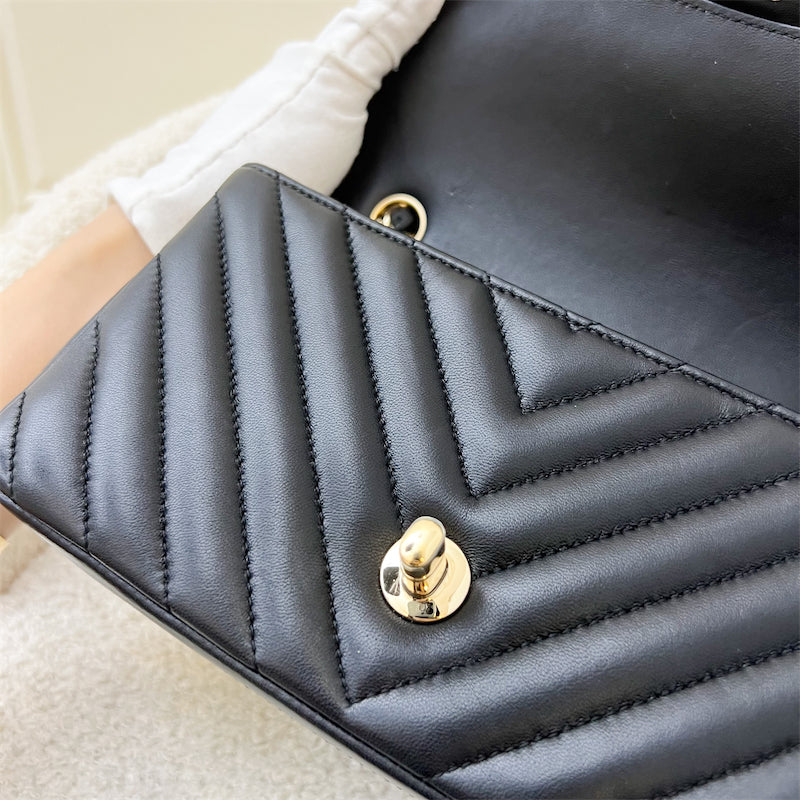 Chanel Classic Mini Rectangle in Chevron Black Lambskin in LGHW