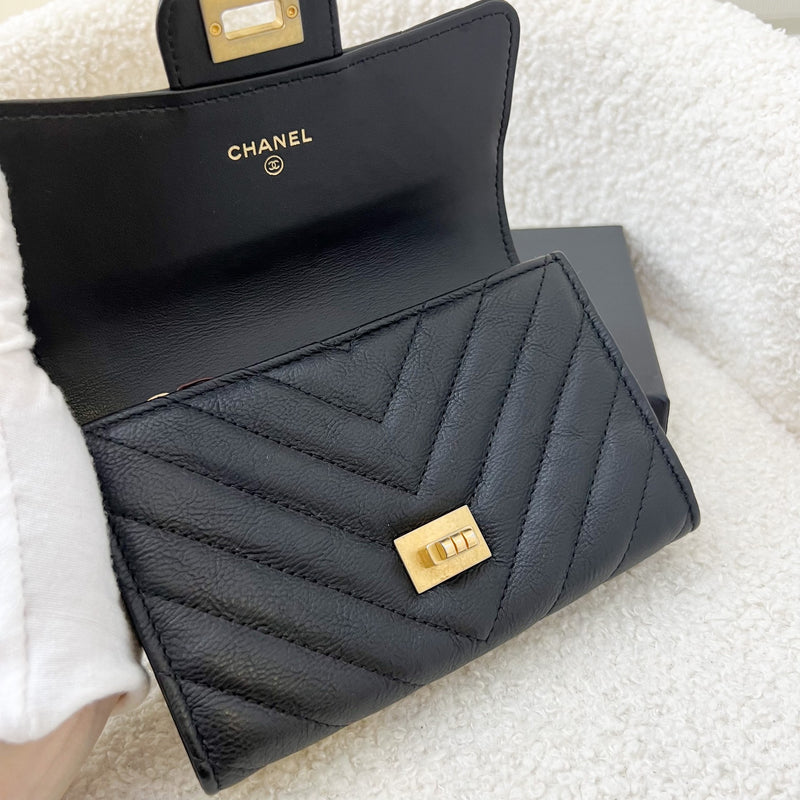 Chanel 2.55 Reissue Medium Wallet in Chevron Distressed Calfskin and AGHW