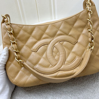 Chanel Vintage Half Moon Timeless Hobo in Beige Caviar and GHW