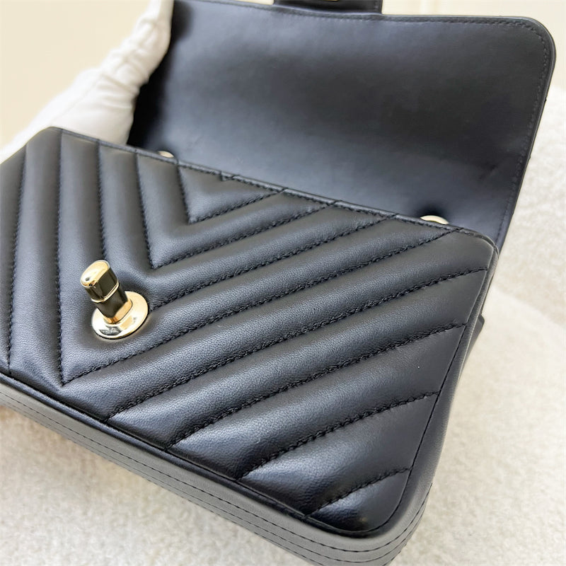 Chanel Classic Mini Rectangle in Chevron Black Lambskin in LGHW