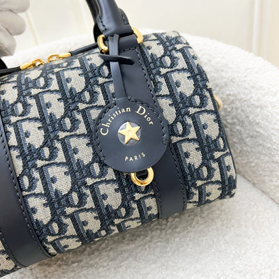 Dior Groove 20 Bowling Bag in in Navy Dark Blue Oblique Jacquard Canvas and AGHW (Model: M1364UTZQ)