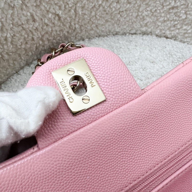 Chanel Small Classic Flap CF in 22C Sakura Pink Caviar LGHW