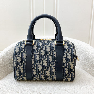 Dior Groove 20 Bowling Bag in in Navy Dark Blue Oblique Jacquard Canvas and AGHW (Model: M1364UTZQ)