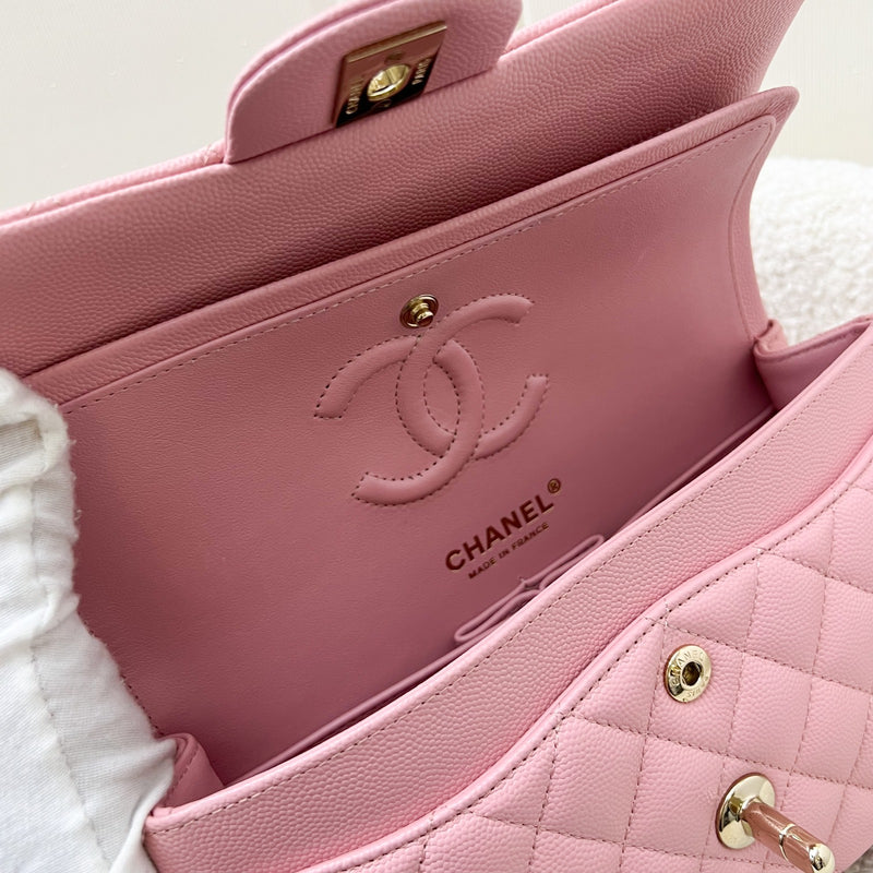 Chanel Small Classic Flap CF in 22C Sakura Pink Caviar LGHW