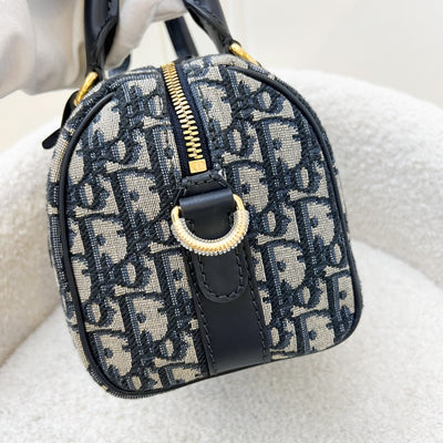 Dior Groove 20 Bowling Bag in in Navy Dark Blue Oblique Jacquard Canvas and AGHW (Model: M1364UTZQ)