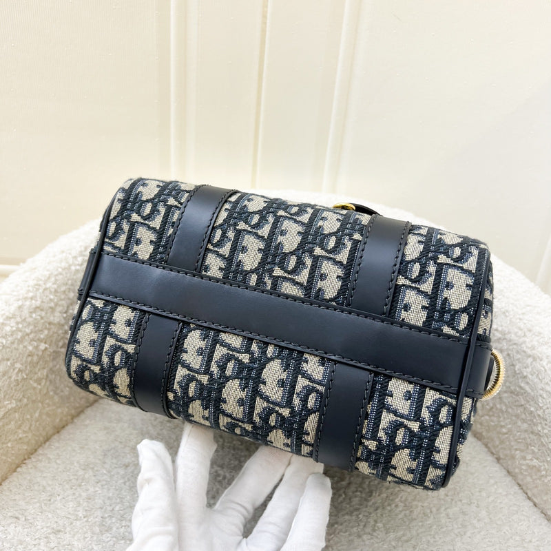 Dior Groove 20 Bowling Bag in in Navy Dark Blue Oblique Jacquard Canvas and AGHW (Model: M1364UTZQ)