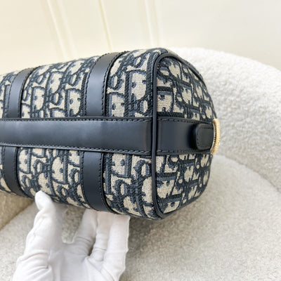 Dior Groove 20 Bowling Bag in in Navy Dark Blue Oblique Jacquard Canvas and AGHW (Model: M1364UTZQ)