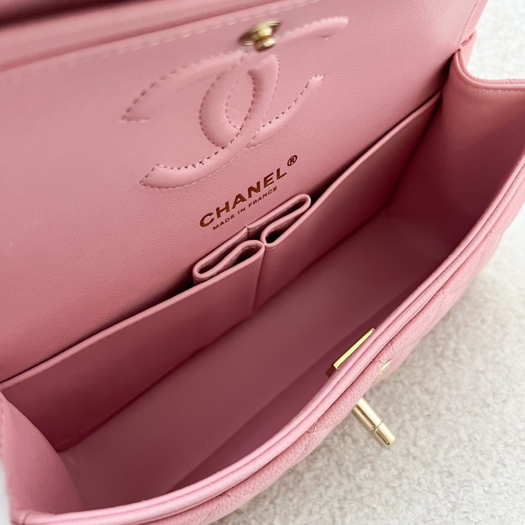 Chanel Small Classic Flap CF in 22C Sakura Pink Caviar LGHW