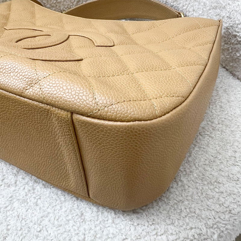 Chanel Vintage Half Moon Timeless Hobo in Beige Caviar and GHW