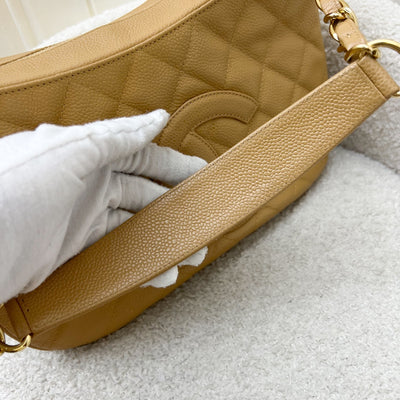 Chanel Vintage Half Moon Timeless Hobo in Beige Caviar and GHW