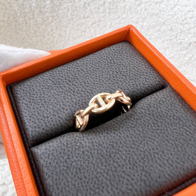 Hermes Chaine D'ancre Enchainee PM Ring in 18K Rose Gold Sz 53