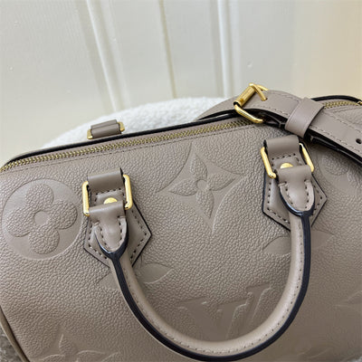 LV Speedy Bandouliere 25 in Tourterelle (Grey) Monogram Empreinte Leather and GHW