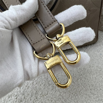 LV Speedy Bandouliere 25 in Tourterelle (Grey) Monogram Empreinte Leather and GHW